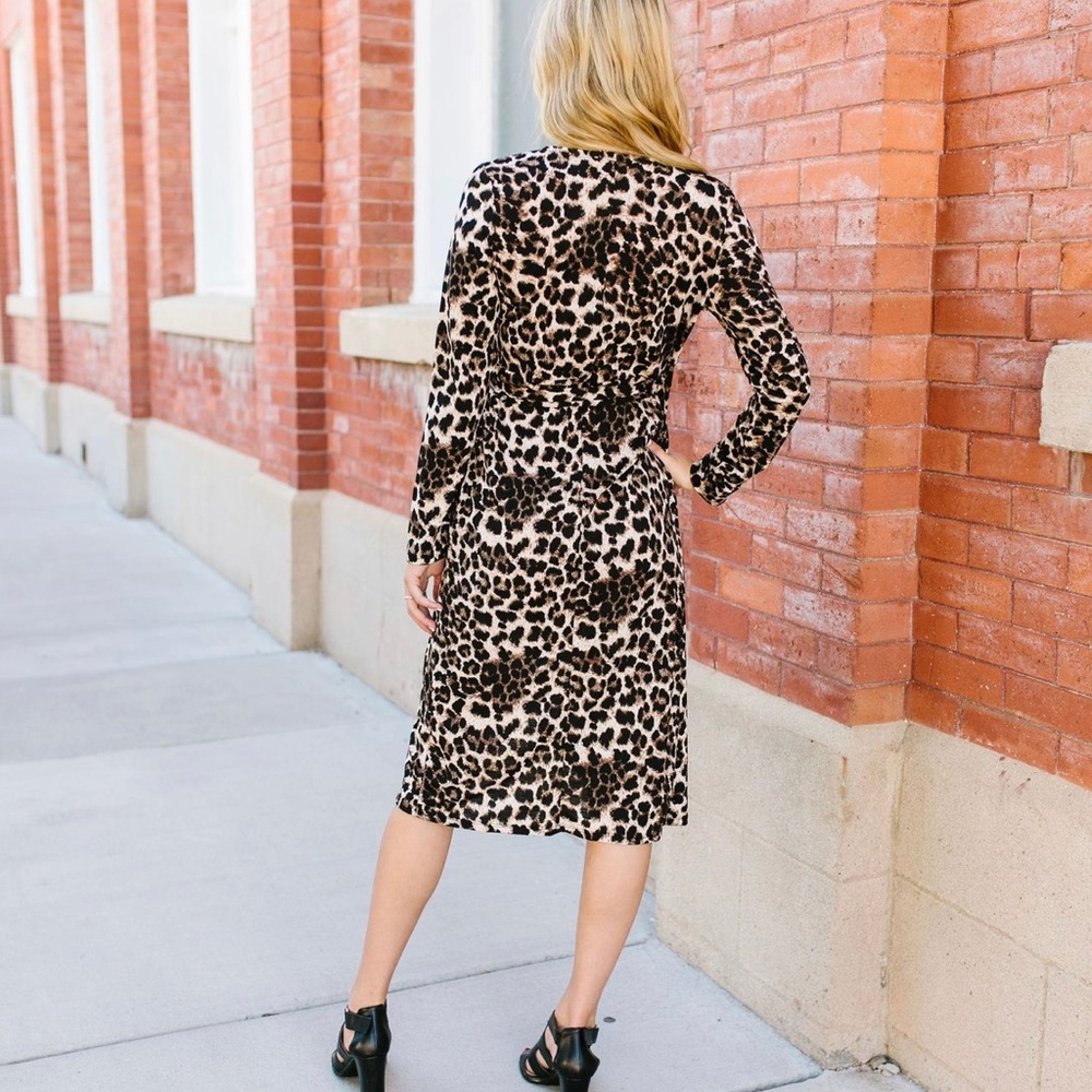 Leopard Print Wrap Dress - Picture 2 of 8